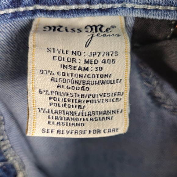 Miss Me Jeans Women's Size 31x30 Blue Skinny Embellished Aztec Flap Pockets - Picture 8 of 16